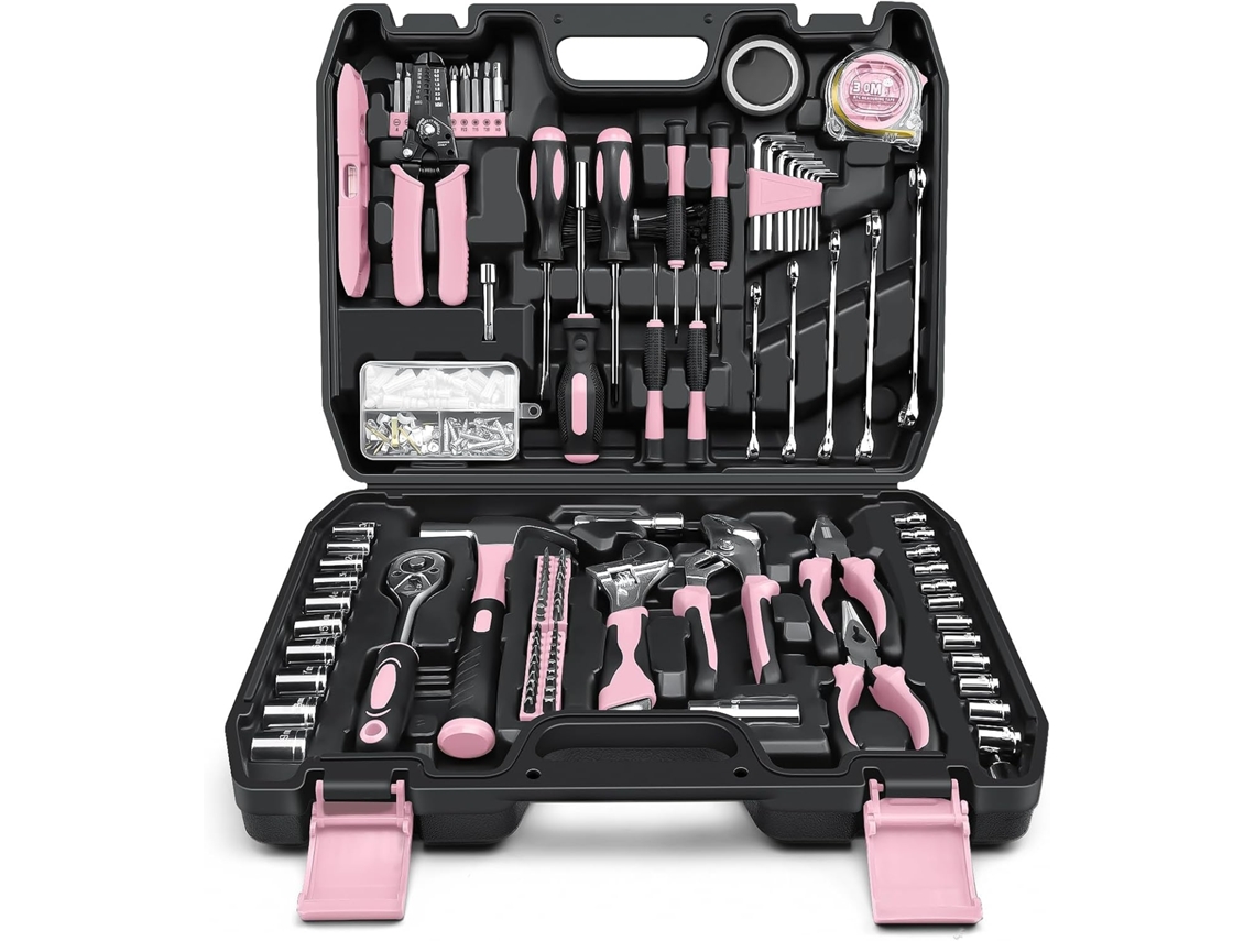 Conjunto completo de ferramentas com 281 peças - Caixa de ferramentas para homens e mulheres, estojo completo com conjunto de chaves de soquete.