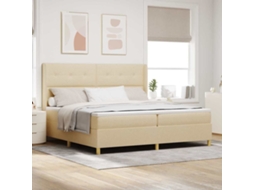 Vidaxl Cama Box Com Fitas Led Com Cabeceira Creme 200 X 200 Cm Tecido