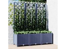Vidaxl Vaso/floreira Jardim C/ Treliça 120x40x136 Cm Pp Cinzento Azul