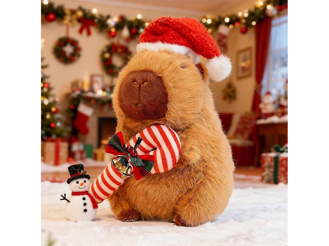 Peluche Capivara Com Chapéu De Pai Natal