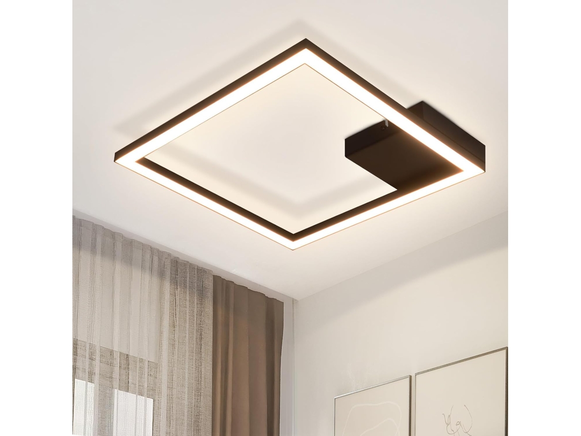 ZMH Luminária de teto LED para sala de estar, corredor quadrado preto, moderna, 3000K, cozinha