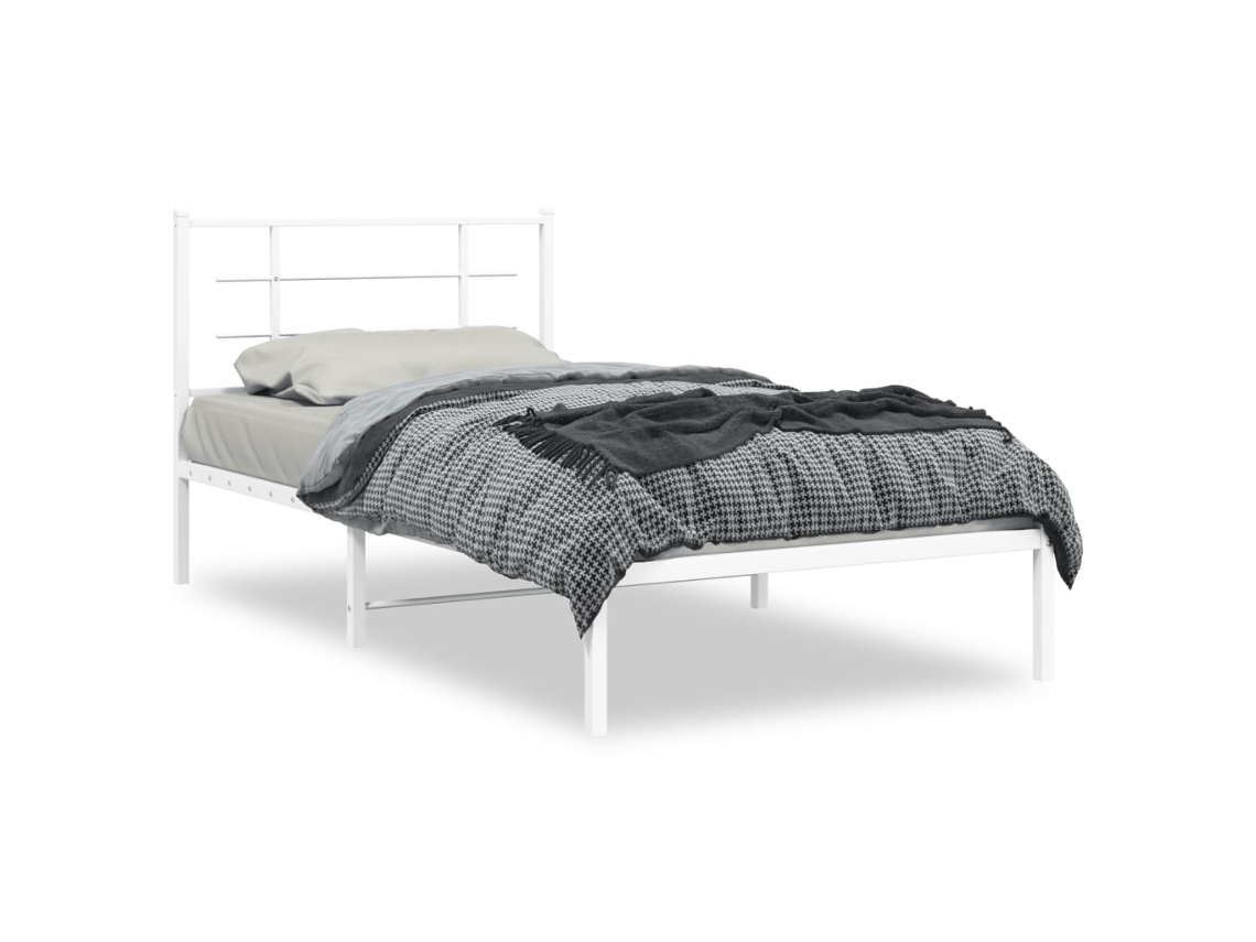 Estrutura de Cama com Cabeceira Metal Branco MAISON EXCLUSIVE 100x200 cm