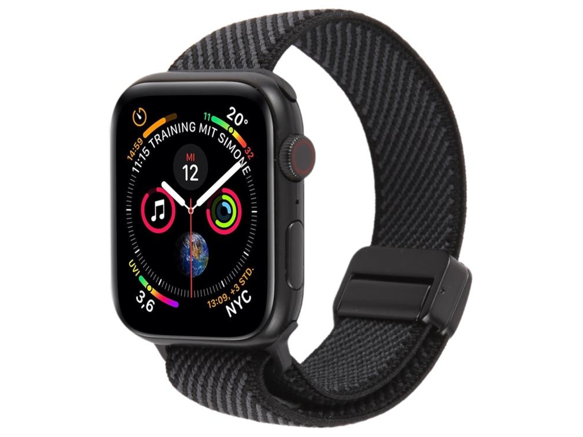 Bracelete para Apple Watch 42/41/40/38mm Nylon Elástico Bicolor com Fivela Magnética Preto e Cinza XIAOMOYU