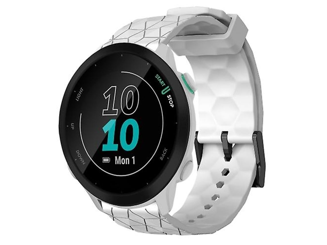 Lurelia Pulseira De Silicone Cor Sólida Com Padrão Futebol 20 Mm, Compatível Garmin Forerunner 55 (branca), Acabamento Moderno
