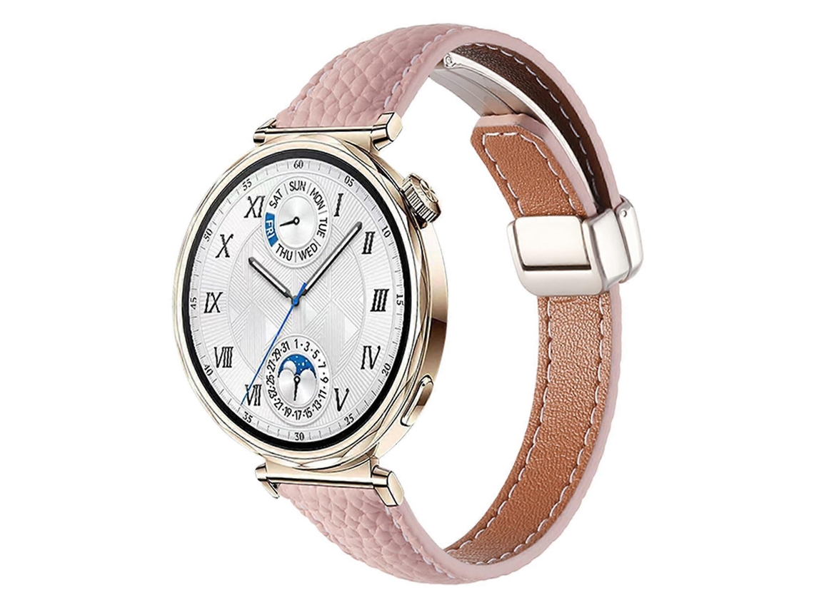 Pulseira De Couro Fina Com Textura De Lichia E Fecho Magnético Dobrável.