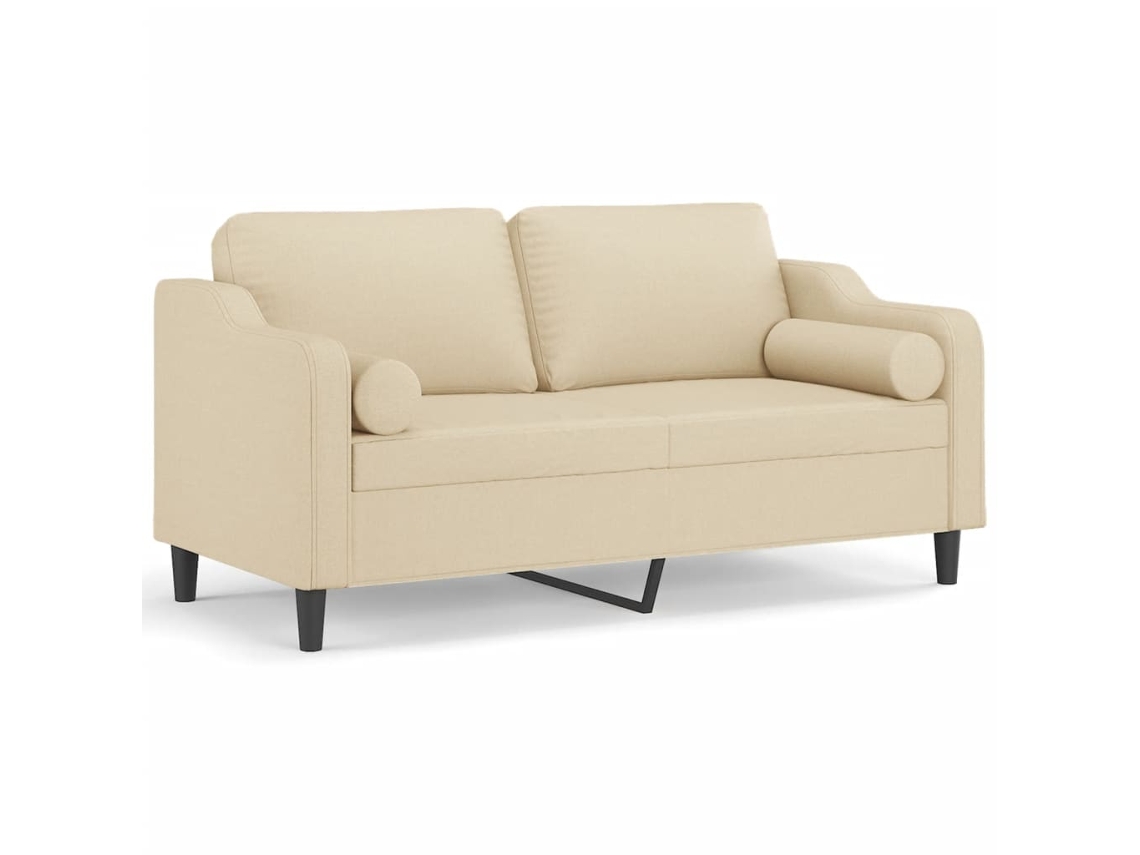 Maison Exclusive - Sofá 2 Lugares + Almofadas Decorativas 140 Cm Tecido Cor Creme