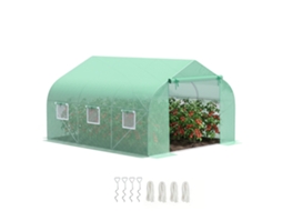 Serra Giardino 3,5x3x2m com Telhado Inclinado,porta e 6 Janelas verde BTFORUS