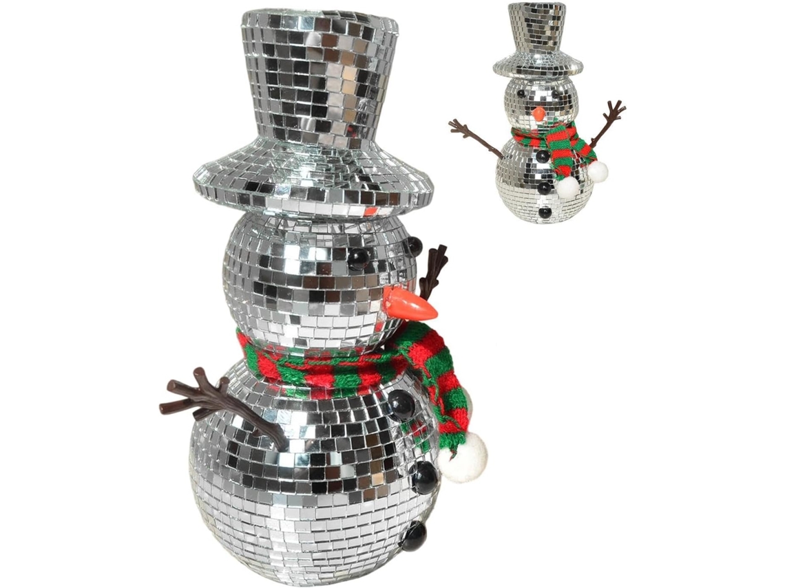 Estátua De Boneco De Neve Com Bola De Discoteca Refletora
