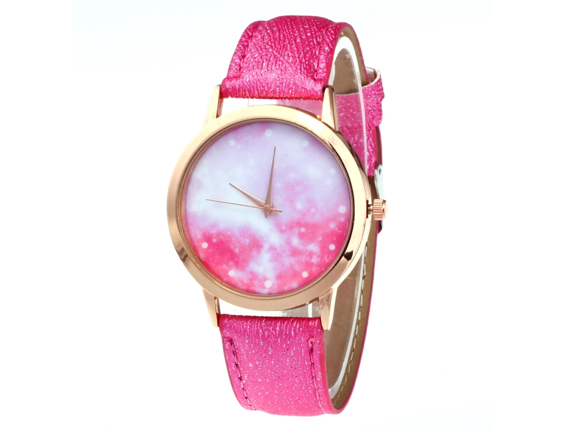 Relógio de quartzo elegante e casual para homens, presente estiloso (rosa e vermelho)