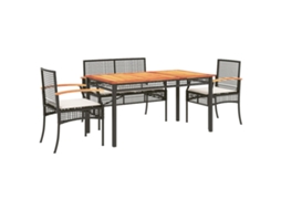 Garden Dining Set, Garden Dining Sets Vidaxl Preto Rattan / Vime (mesa Com 140 Cm De Comprimento)