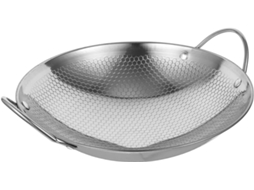 Mini Panela Seca De Aço Inoxidável Antiaderente 9 Polegadas Com Orelhas Duplas - Doméstica Frutos Do Mar, Externa Portátil, Superfície Brilhante