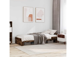 Vidaxl Estrutura De Cama Com Cabeceira Carvalho Fumado 80 X 200 Cm