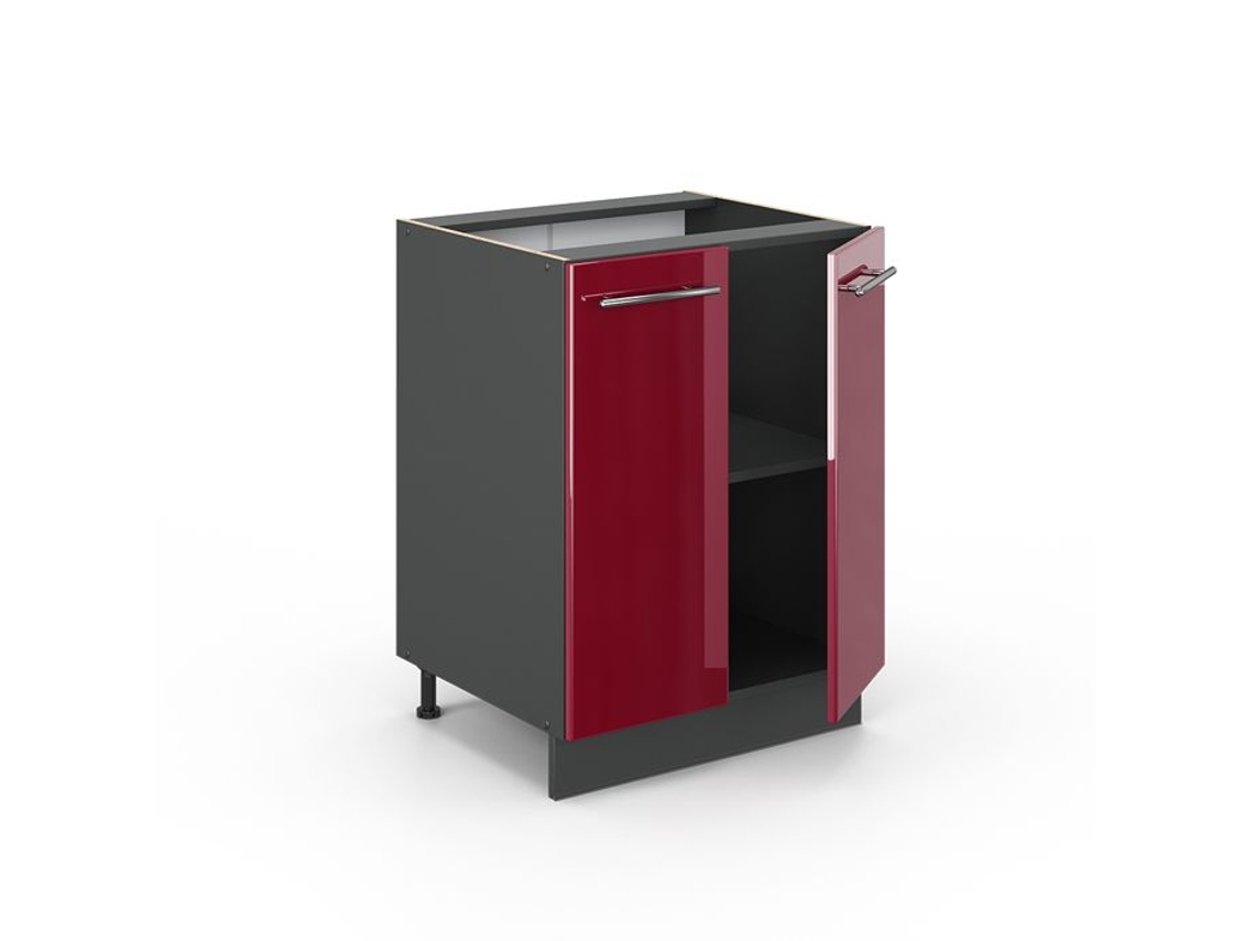 Móvel baixo de cozinha Vicco Fame-Line, vermelho Borgonha alto brilho, 60 cm sem bancada