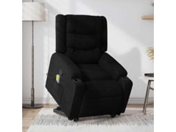Vidaxl Poltrona De Massagens Reclinável Elevatória Tecido Preto