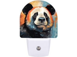 Luz noturna LED com sensor em formato de cabeça de panda animada, luz branca quente e suave para banheiro.