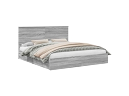 Cama com Armazenamento com Cabeceira Cinza Sonoma MAISON EXCLUSIVE 180x200 cm