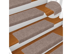 Vidaxl Tapetes De Escada Autoadesivos 20 Peças 65x21x4 Cm Castanho Claro Com Borda Retangular