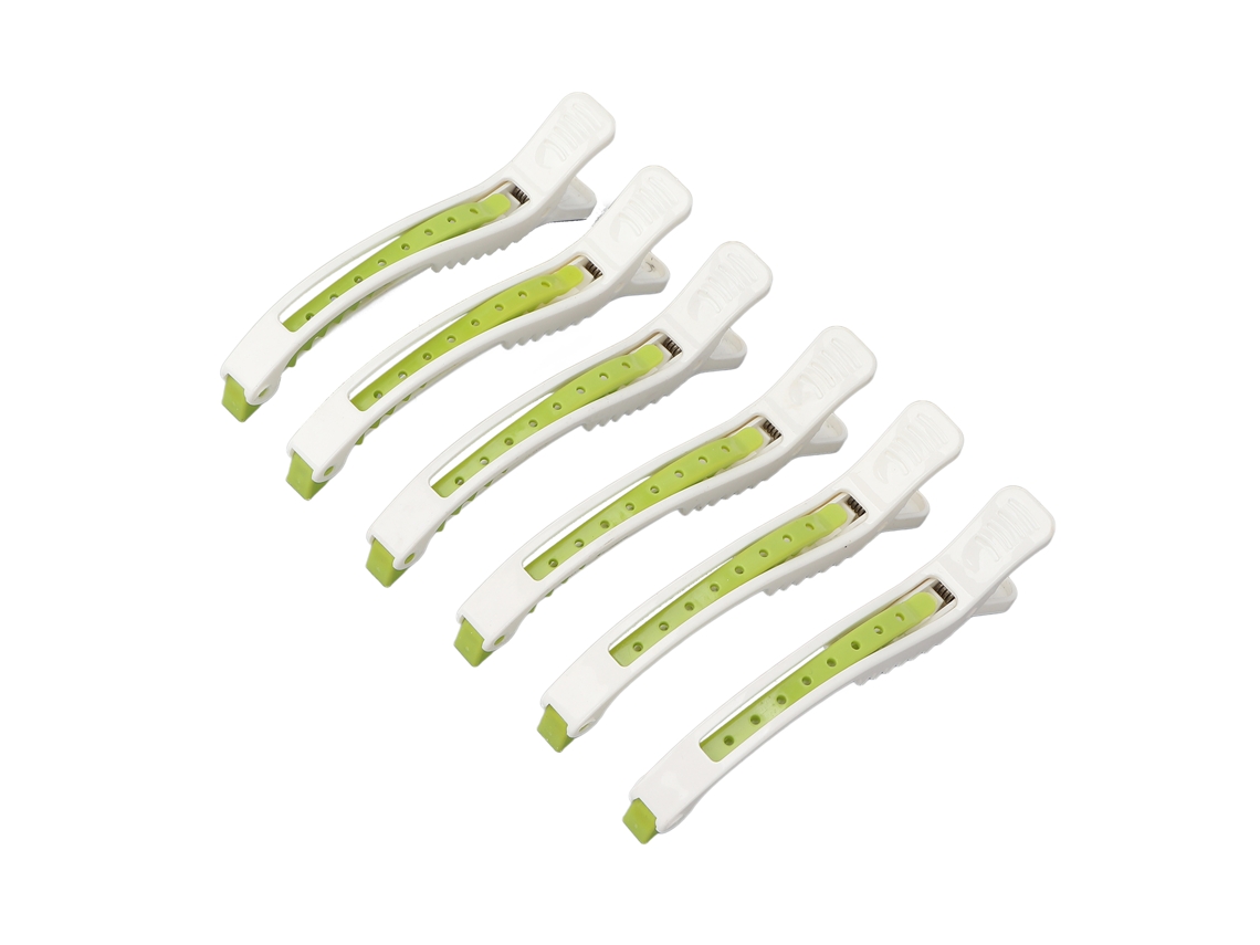 2026 6 Peças de Pinças de Penteado Abs Profissionais Antiderrapantes para Corte e Maquiagem Salão Branco Verde