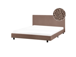 Cama De Agua Beliani Albi De Bouclé Marrón 175x211x94