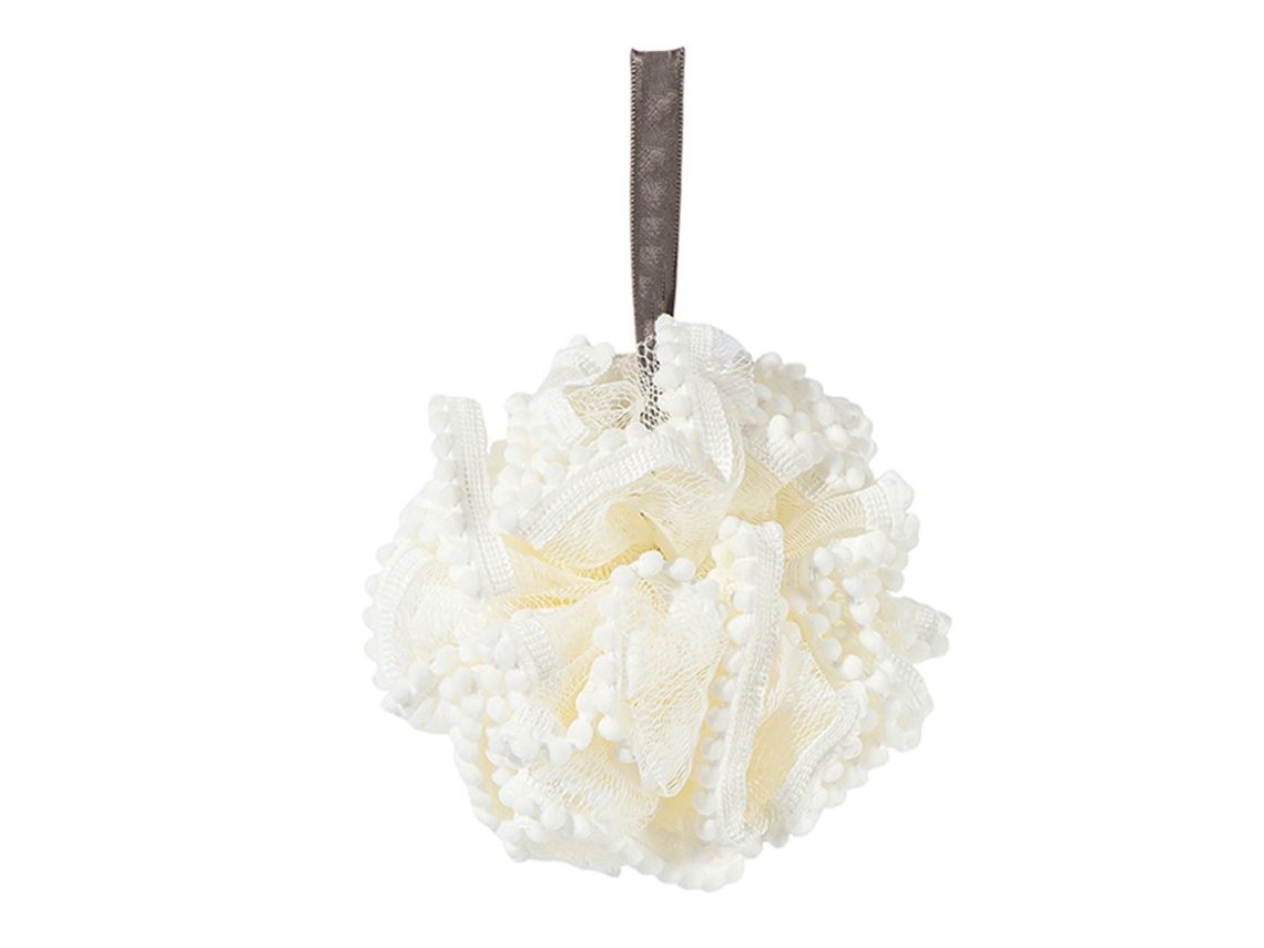 Esponja de Malha Macia para Banho Exfoliante Grande com Espuma Densa Bola de Chuveiro Branco Leite