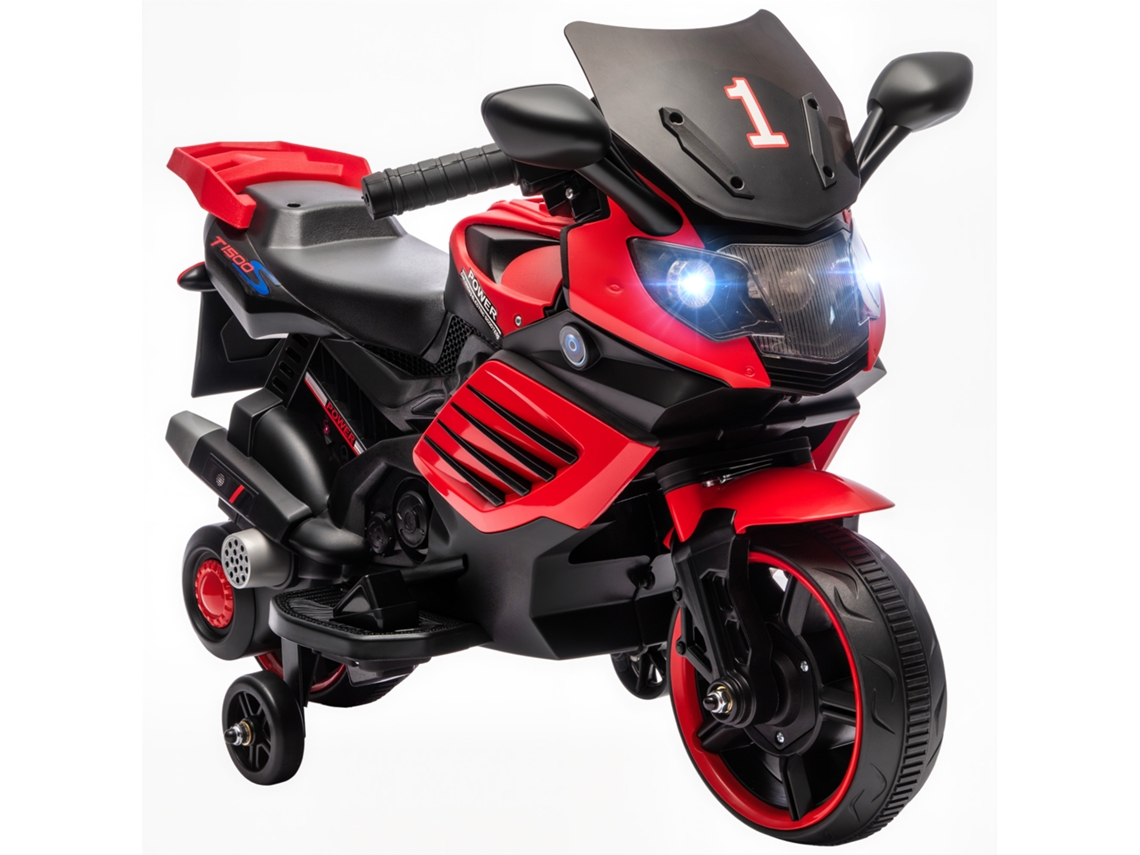 Motocicleta Elétrica Infantil 6v Com Rodinhas De Apoio, Música E Farol Para Crianças De 18 A 36 Anos, Vermelha.