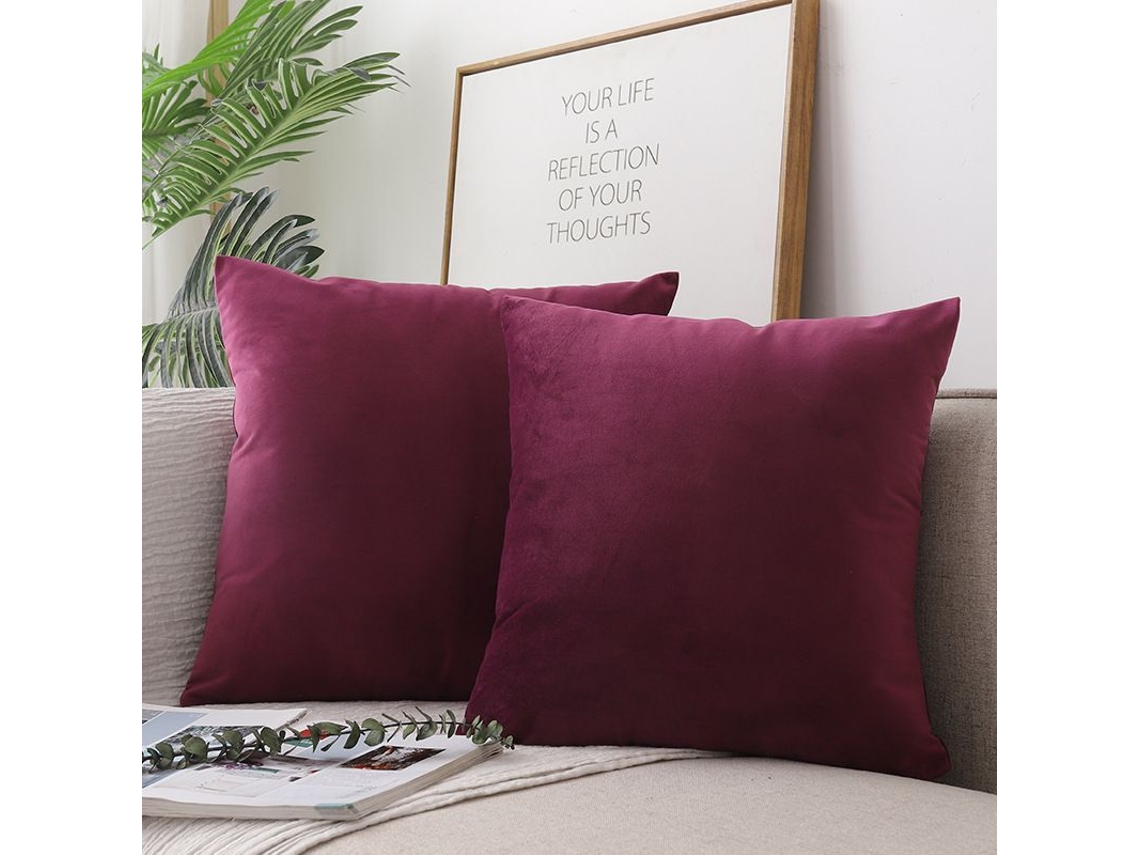 2026 funda de Almohada Cuadrada de Terciopelo de Dos Piezas, Suave Y Lujosa Color Sólido, 45x45 Cm, Morado Dai