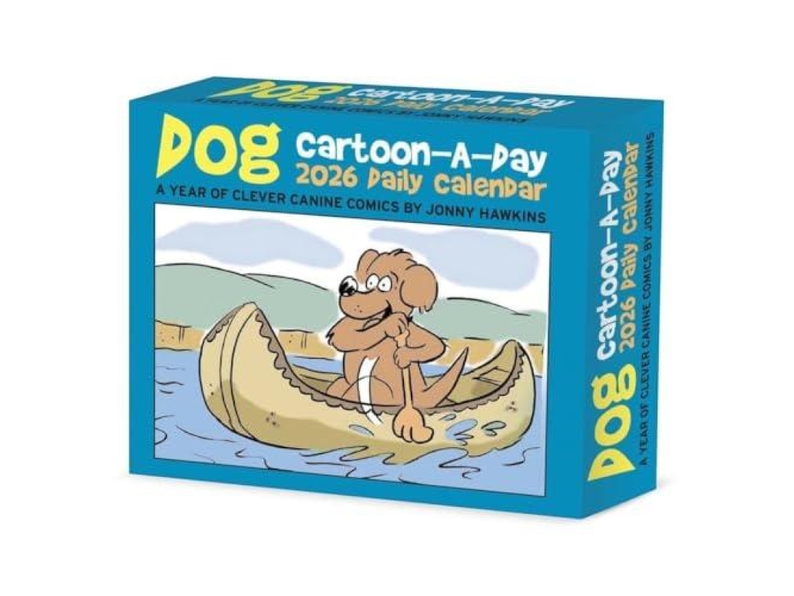 Livro Dog Cartoon-A-Day by Jonny Hawkins 2026 Box Calendar de Wlcp Books (Inglês)