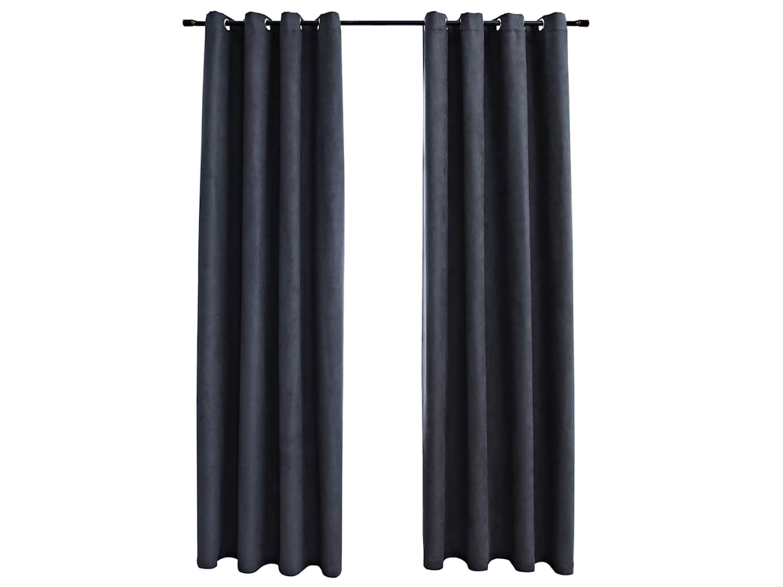 Maison Exclusive - Cortinas Blackout C/ Argolas Em Metal 2 Pcs 140x245cm Antracite