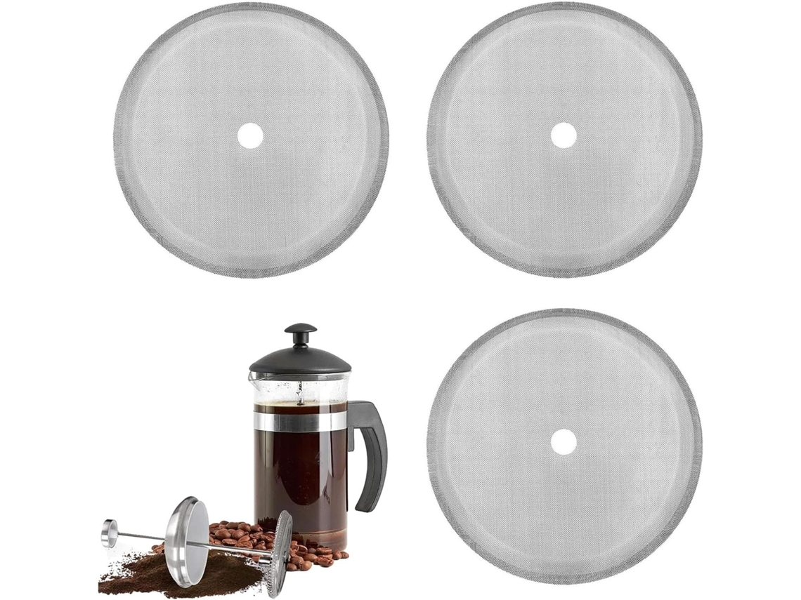 Filtro De Reposição Para Cafeteira Francesa, Coador Aço Inoxidável, Prateado, 10*8,5 Cm