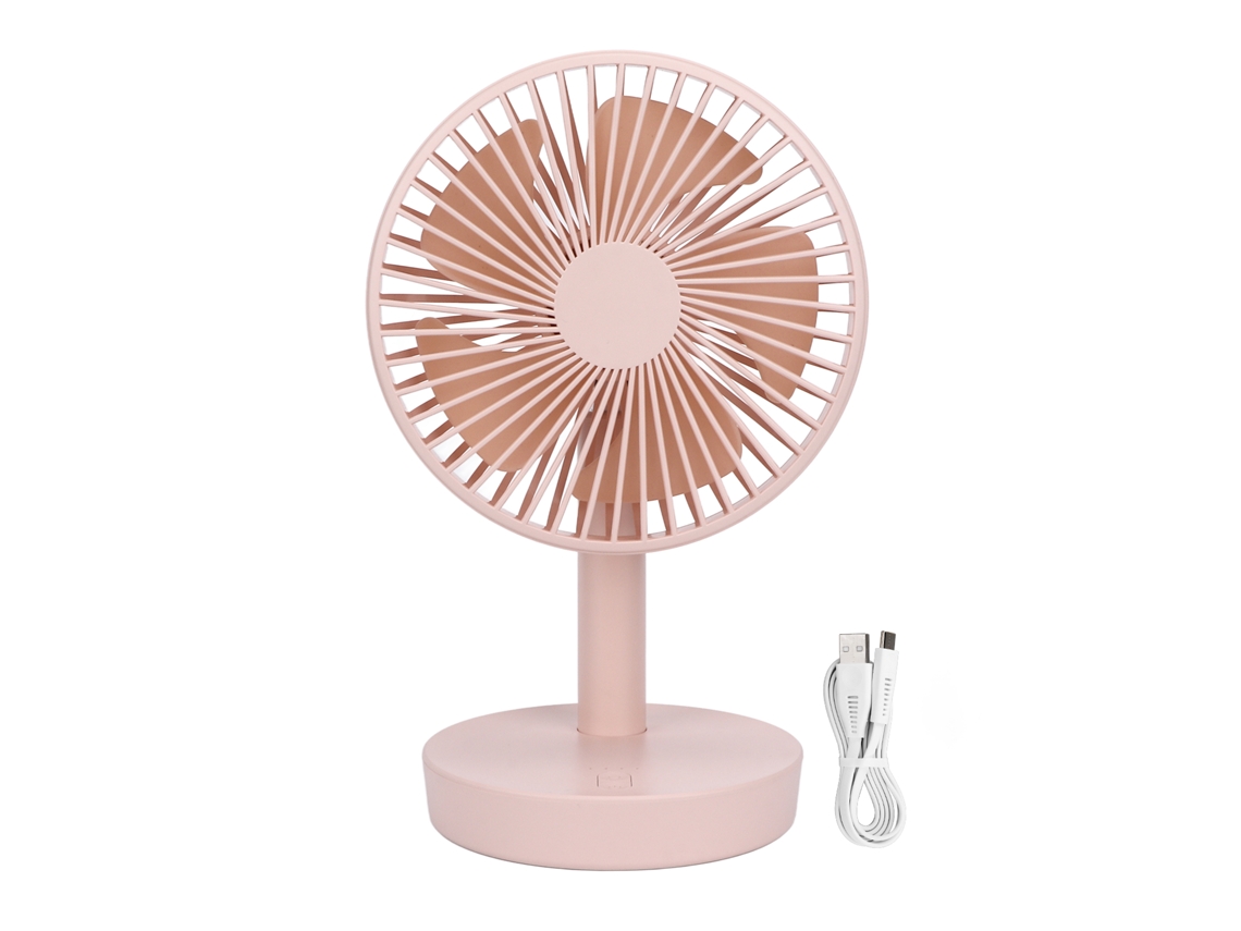Ventilador Mesa Usb 3 Velocidades Oscilante Rosa 5 Lâminas
