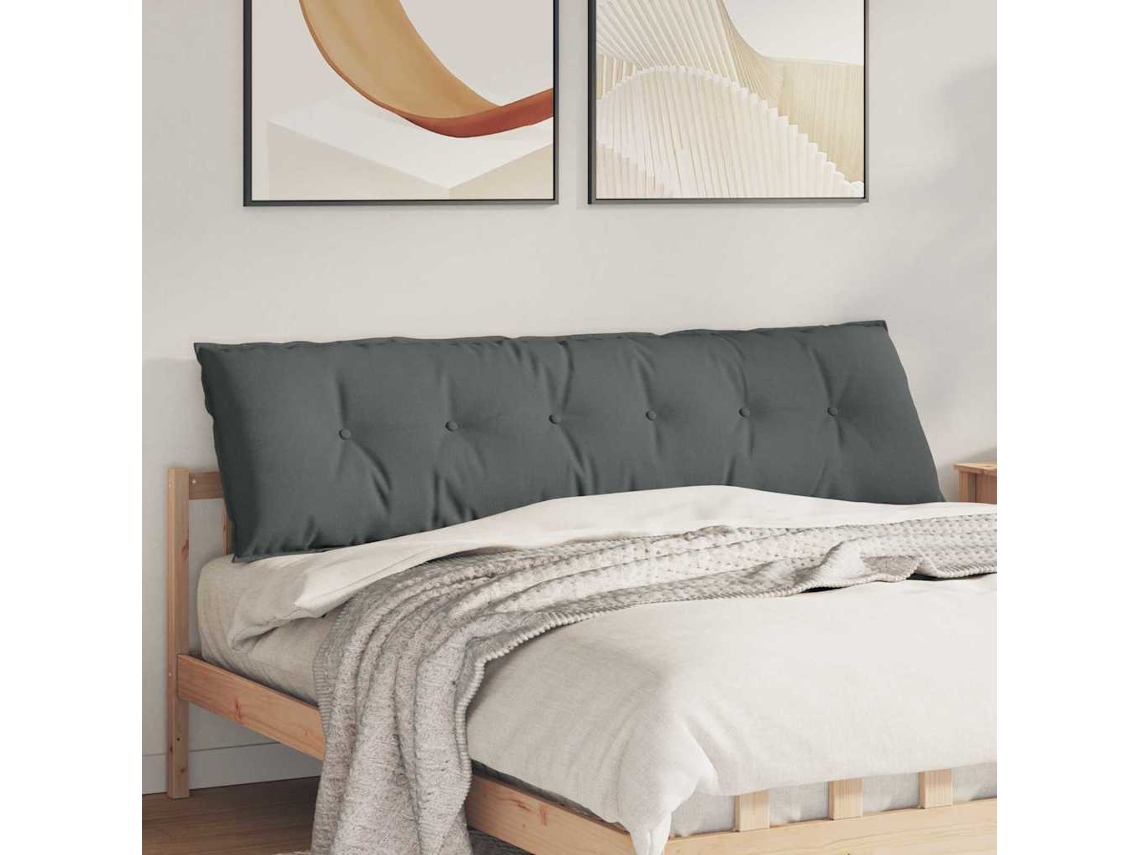 Vidaxl Travesseiro Para Costas Cinza Escuro 180 X 19 X 50 Cm Tecido