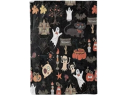 Manta Pequena Syjym Halloween em Flanela com Estampa Digital Confortável Macia e Quente de Dupla Face Ideal Pa