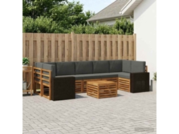Vidaxl Conjunto De Sofás Para Exterior 8 Pcs Natural E Antracite