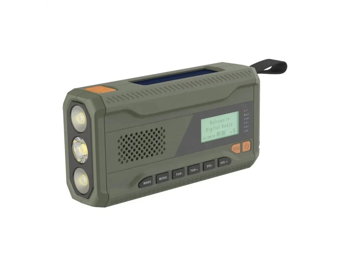 Lanterna Porttil Solar Com Rdio Fm, Sos E Bluetooth ? Orysin Wr6 Verde