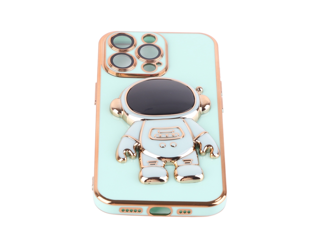Aetheria capa de Proteção para Iphone com Eletroplacagem e Suporte Astronauta com Película para Lente