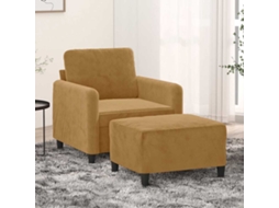 Vidaxl Poltrona Com Apoio De Pés 60 Cm Veludo Castanho