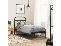 Vidaxl Estrutura De Cama Metal S/ Colchão C/ Cabeceira 75x190 Cm Preto