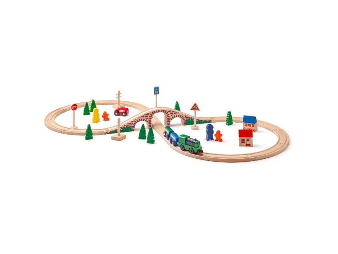Conjunto De Trem Woody Woody Com Locomotiva Elétrica Em Toneladas