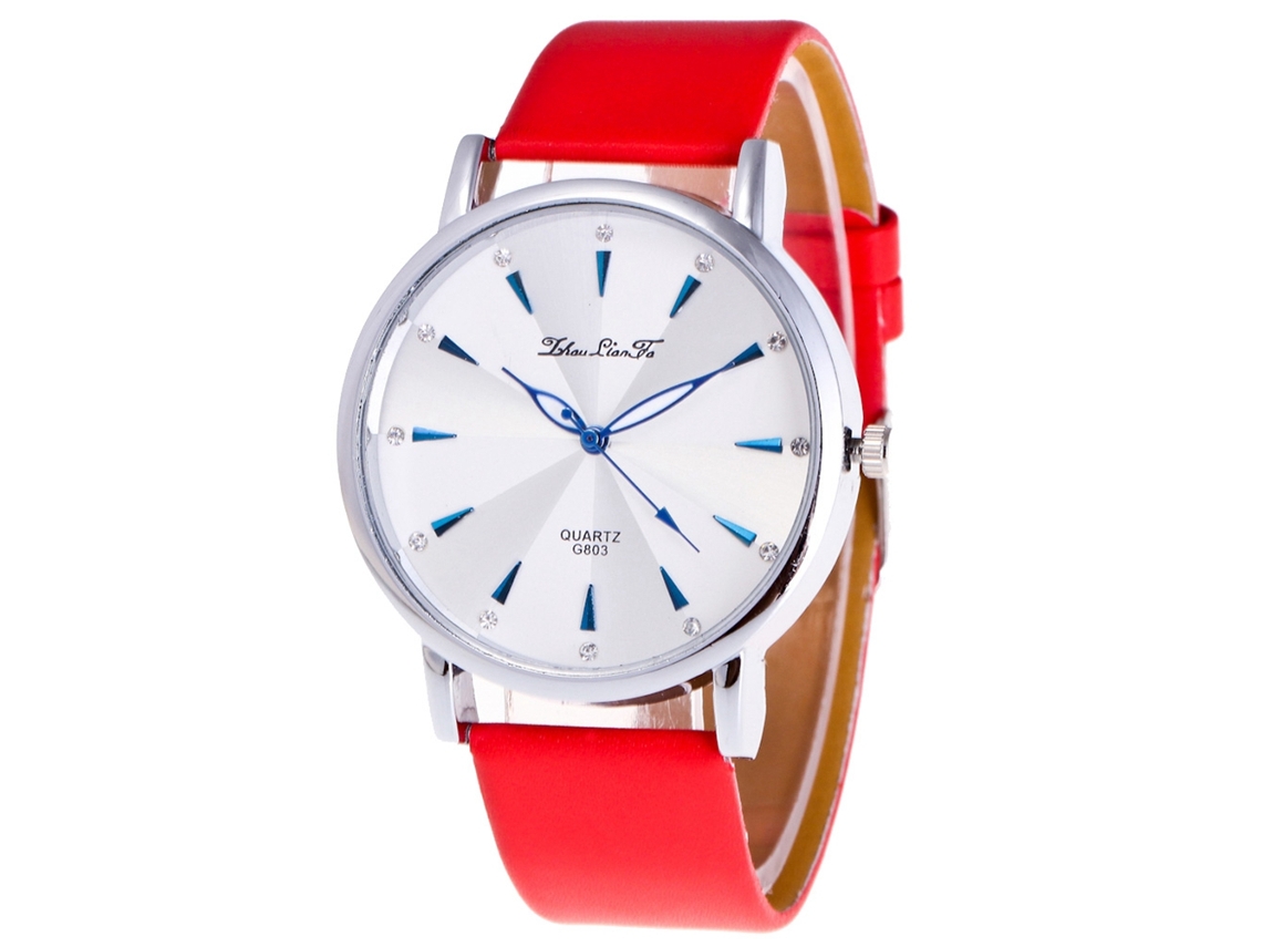 Reloj De Pulsera Unisex Analógico De Cuarzo Con Correa De Cuero Pu Zhoulianfa (rojo)