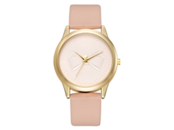Relógio Feminino de Pulso com Laço Quartzo Pulseira Pu Design Simples Bege