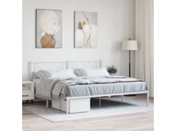 Vidaxl Estrutura De Cama Com Cabeceira 180x200 Cm Metal Branco