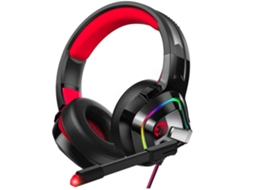 Fone Jogo Ps4/Xbox One JIAPEI com Microfone, Cancelamento Ruído, Luz Rgb, Pc, Ps4, Xbox, Laptop, Vermelho