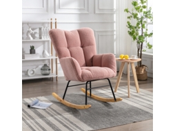 Cadeira de balanço moderna de meados do século em tecido macio com capa tufada e assento acolchoado para sala de estar e quarto, rosa Liptaptyn