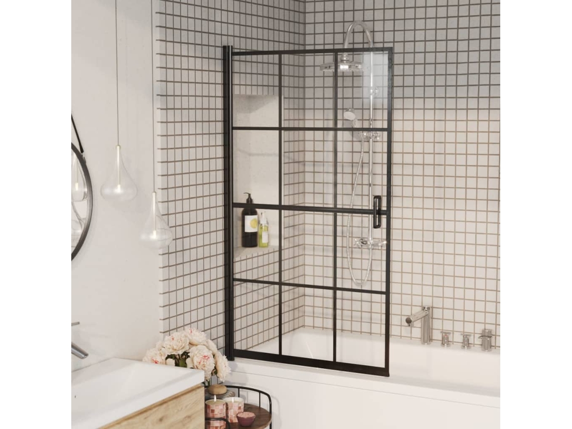 Vidaxl Divisória De Chuveiro Esg 80x140 Cm Preto