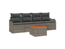 Conjunto 5 Conjunto De Sofá De Jardim Vidaxl Cinzento Vime Pe (231 X 62 X 69 Cm)