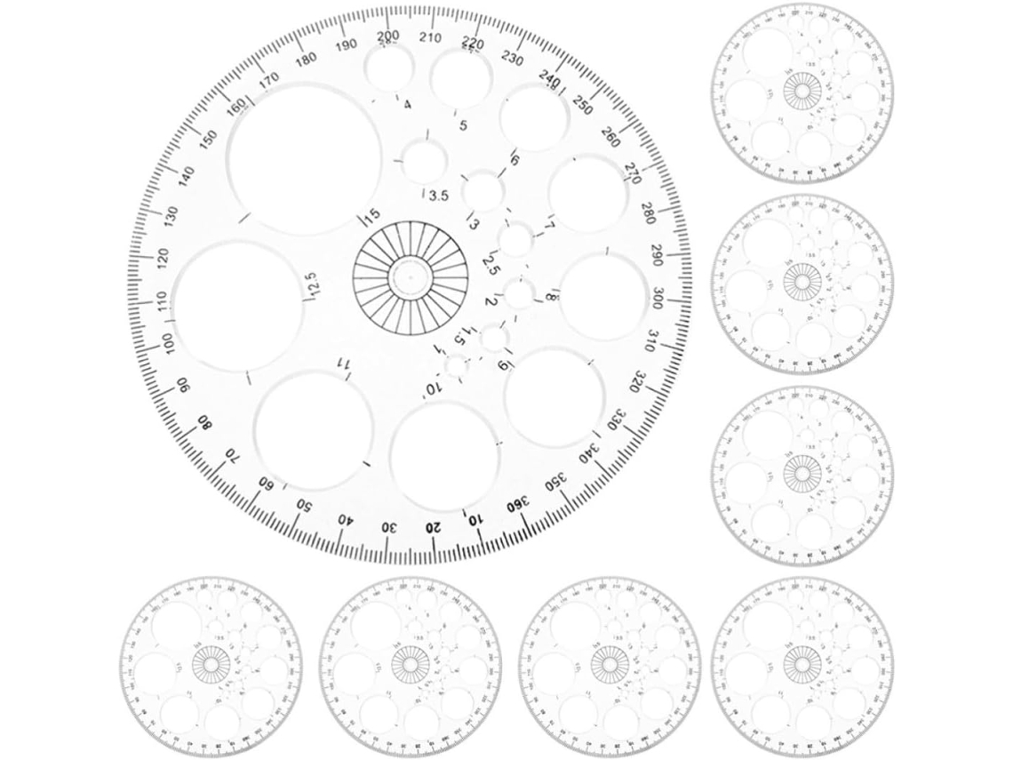 Conjunto Popetpop de 8 peças de plástico multifuncional com régua circular de transferência, régua de alta precisão e escalas para