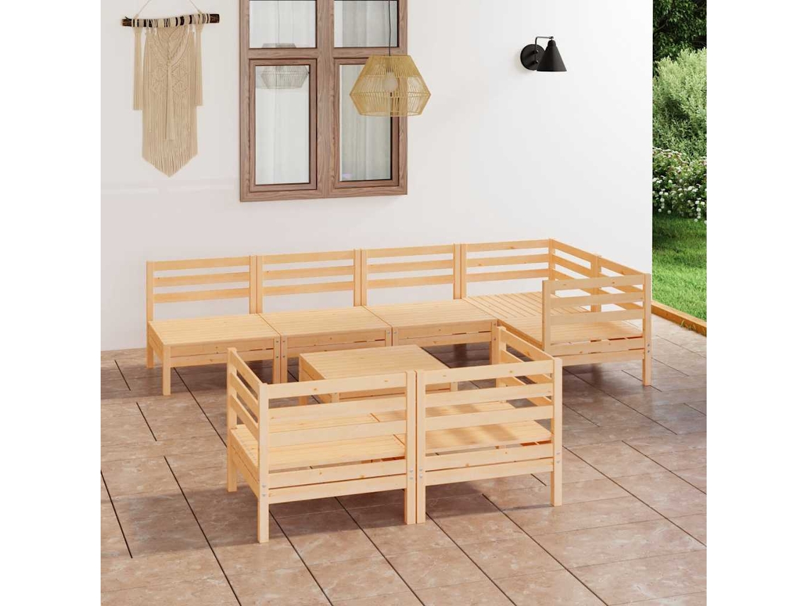 Vidaxl 8 Pcs Conjunto Lounge De Jardim Pinho Maciço