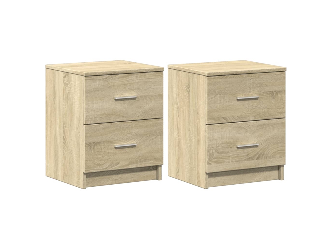 Conjunto de 2 Mesas de Cabeceira com 2 Gavetas Carvalho Sonoma MAISON EXCLUSIVE (40x36x50 cm)