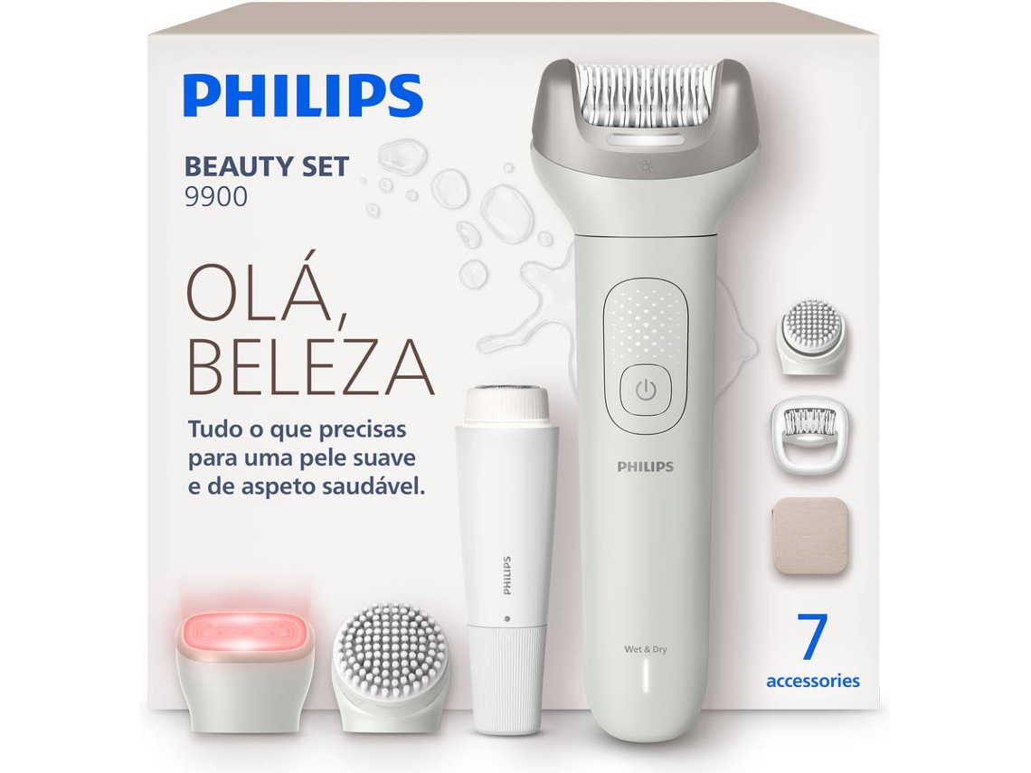 Conjunto de Beleza com Depiladora de Arranque PHILIPS BRE738/00 (7 acessórios - Bateria)