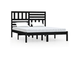 Bed Frame, Bed Frames Vidaxl Preto Madeira De Pinho (140 X 190 Cm)